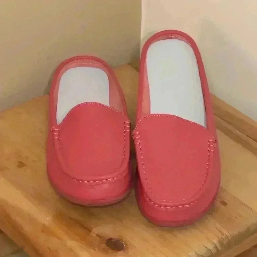 Wei Deng Fuchsia/Red Leather Mule Loafer | Stitch Accent | Size 9.5 - Picture 2 of 4